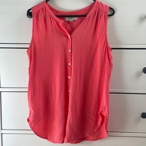 LOFT sleeveless button blouse, coral color, medium
